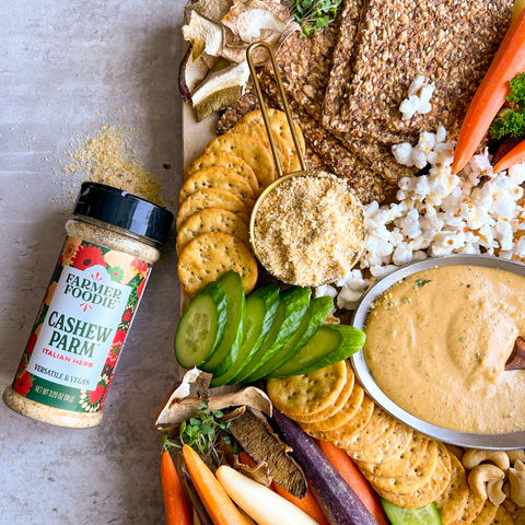 Farmer Foodie Italian Herb Cashew Parm blended with hot water into a creamy dip.