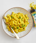 Farmer Foodie Golden Chedda Cashew Parm blended with water into a deliciously creamy dairy free Mac & Cheese dish.